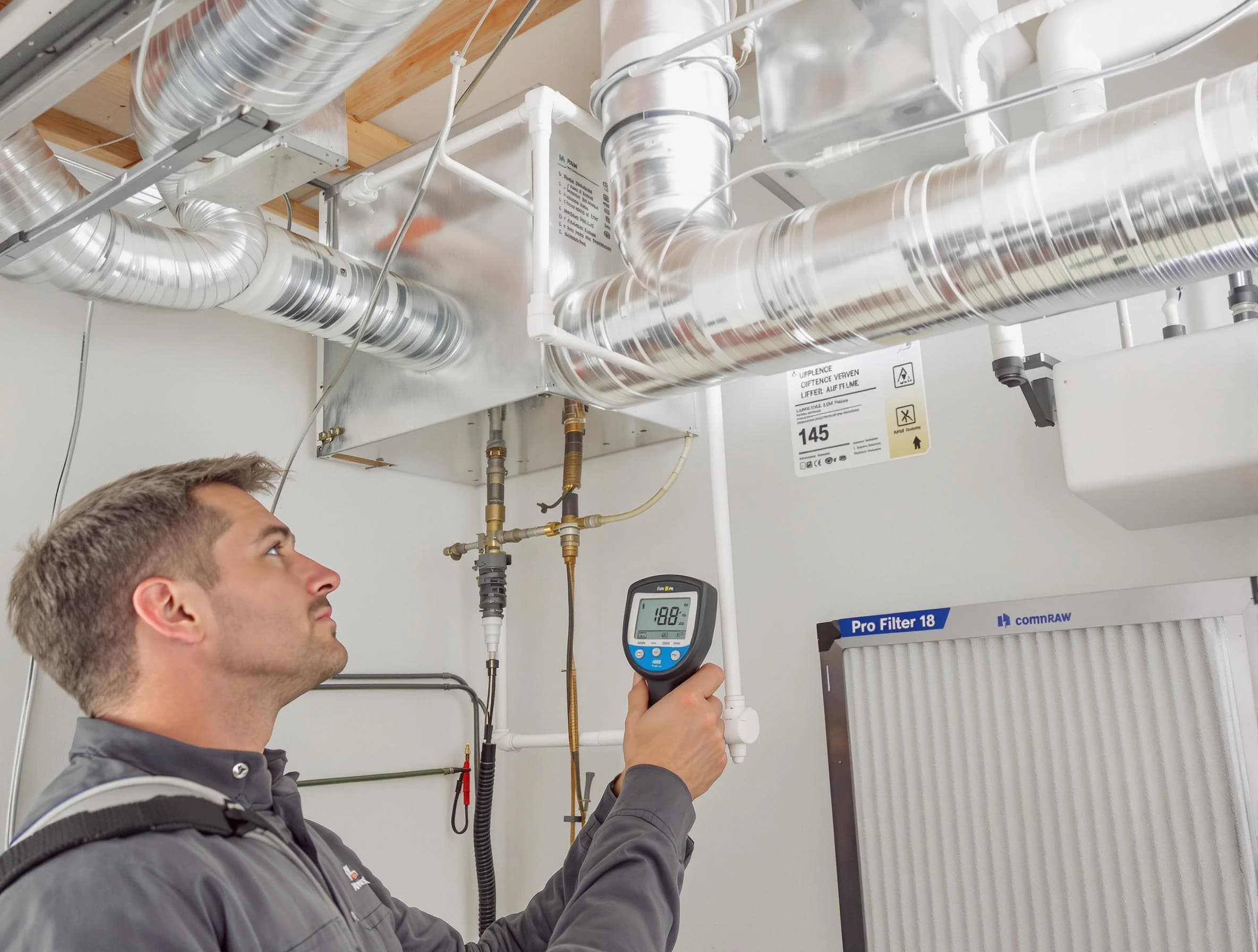 Forest Hills Air Duct Cleaning expert conducting detailed filter system inspection using diagnostic tools in Forest Hills