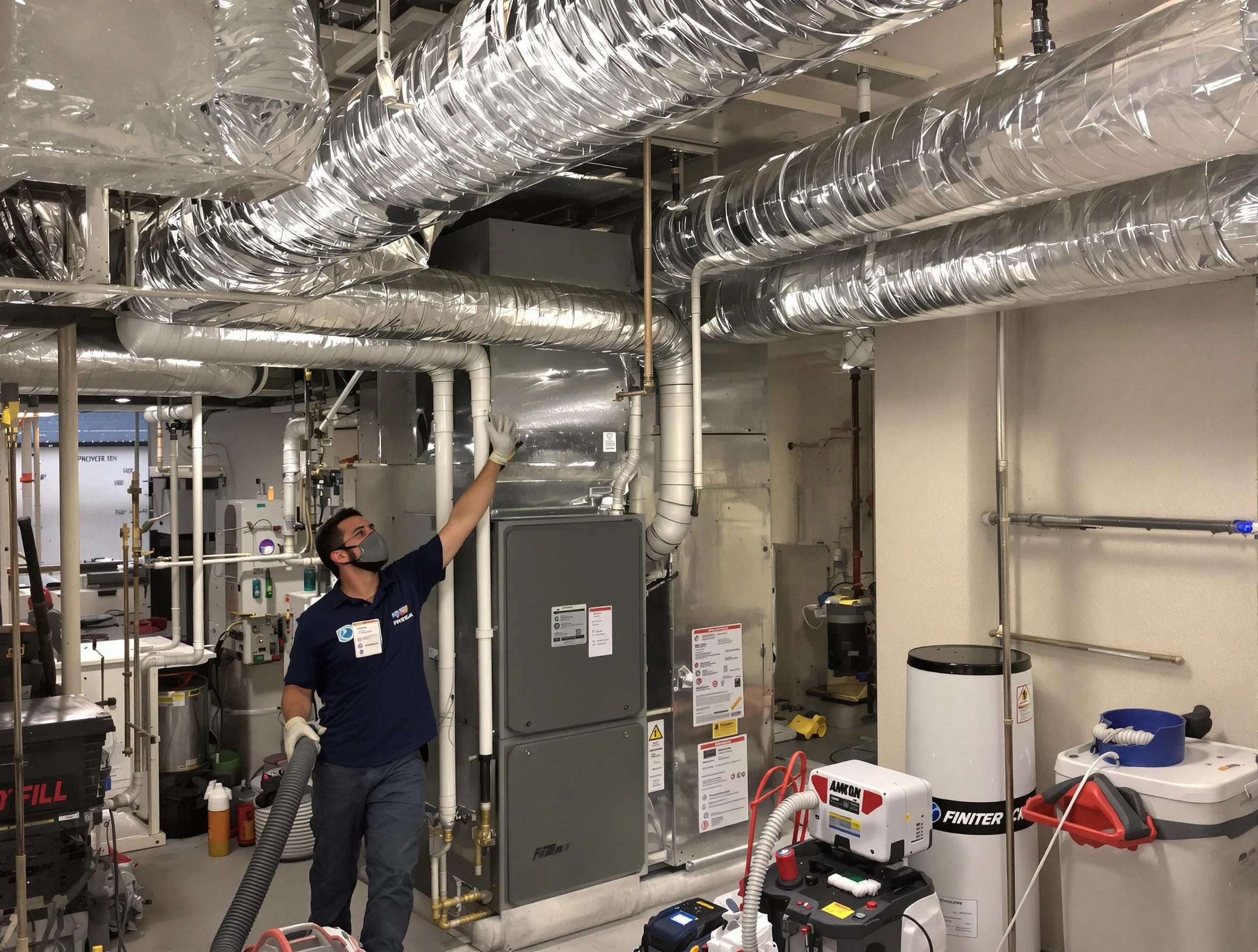 Forest Hills Air Duct Cleaning specialist performing thorough furnace duct cleaning in a Forest Hills residence