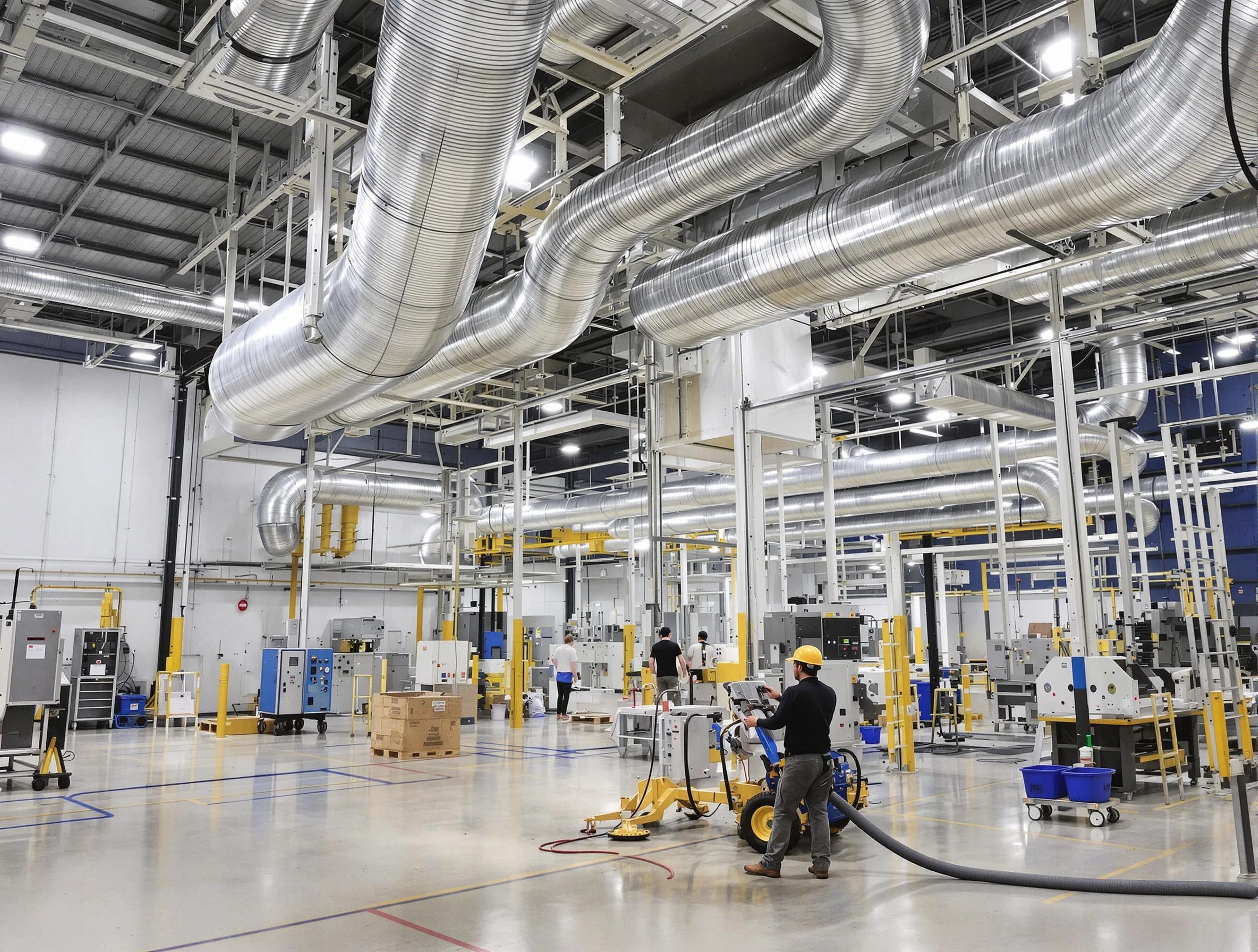 Forest Hills Air Duct Cleaning team performing comprehensive industrial duct cleaning at a large facility in Forest Hills