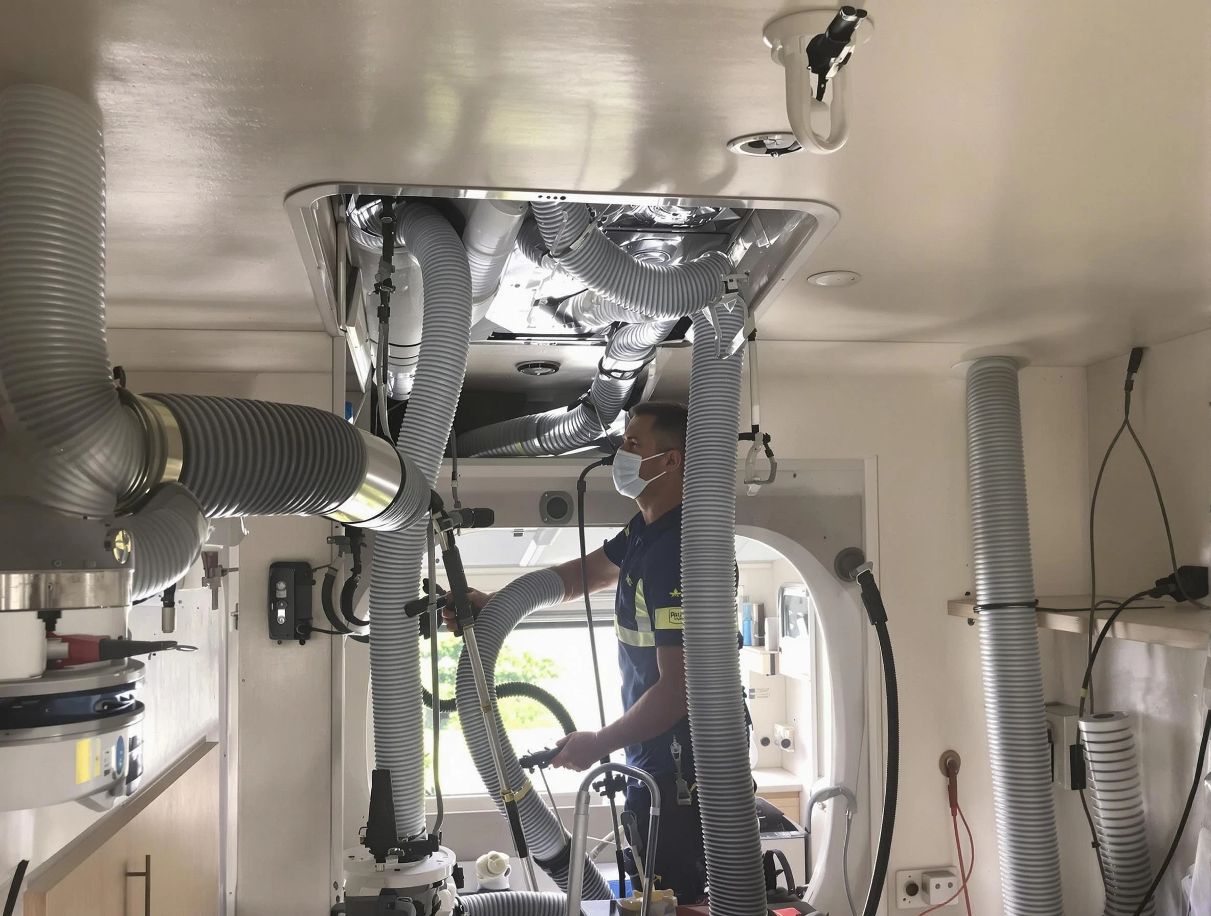 Forest Hills Air Duct Cleaning specialist performing precise mobile home duct cleaning in Forest Hills