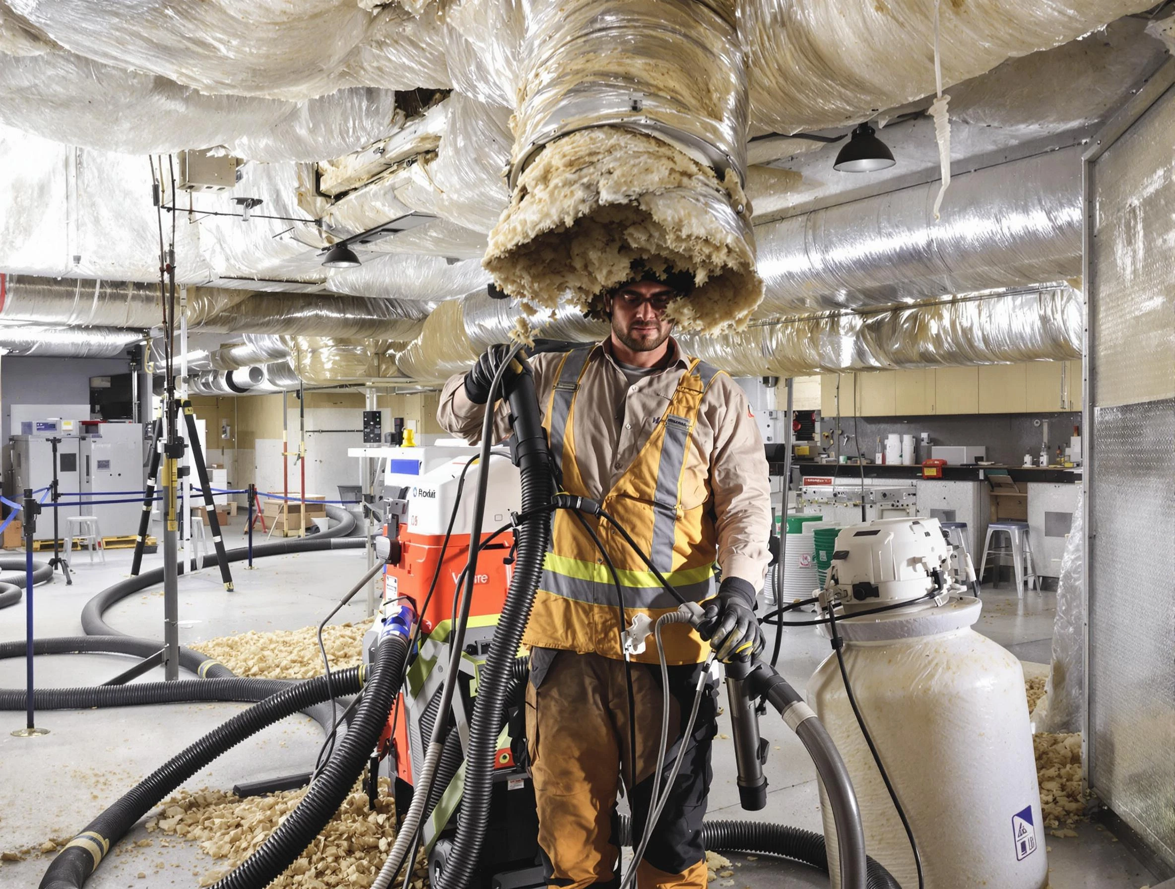Professional vacuum insulation removal by Forest Hills Air Duct Cleaning expert in Forest Hills